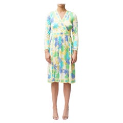 Gelber Seidenjersey mit Blumendruck von PUCCI aus den 1960er Jahren  AS IS Langärmeliges Kleid
