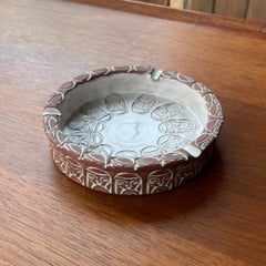 1960s Puerto Rico Pottery Ashtray Taino Islanders Mask Motif Vintage Mid-Century