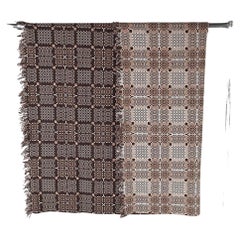 1960s Pure Welsh Wool Tapestry Blanket in a Dark Brown and Cream Colourway