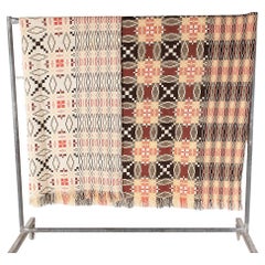 1960s Pure Welsh Wool Tapestry Blanket in an Autumnal Red Brown Colourway