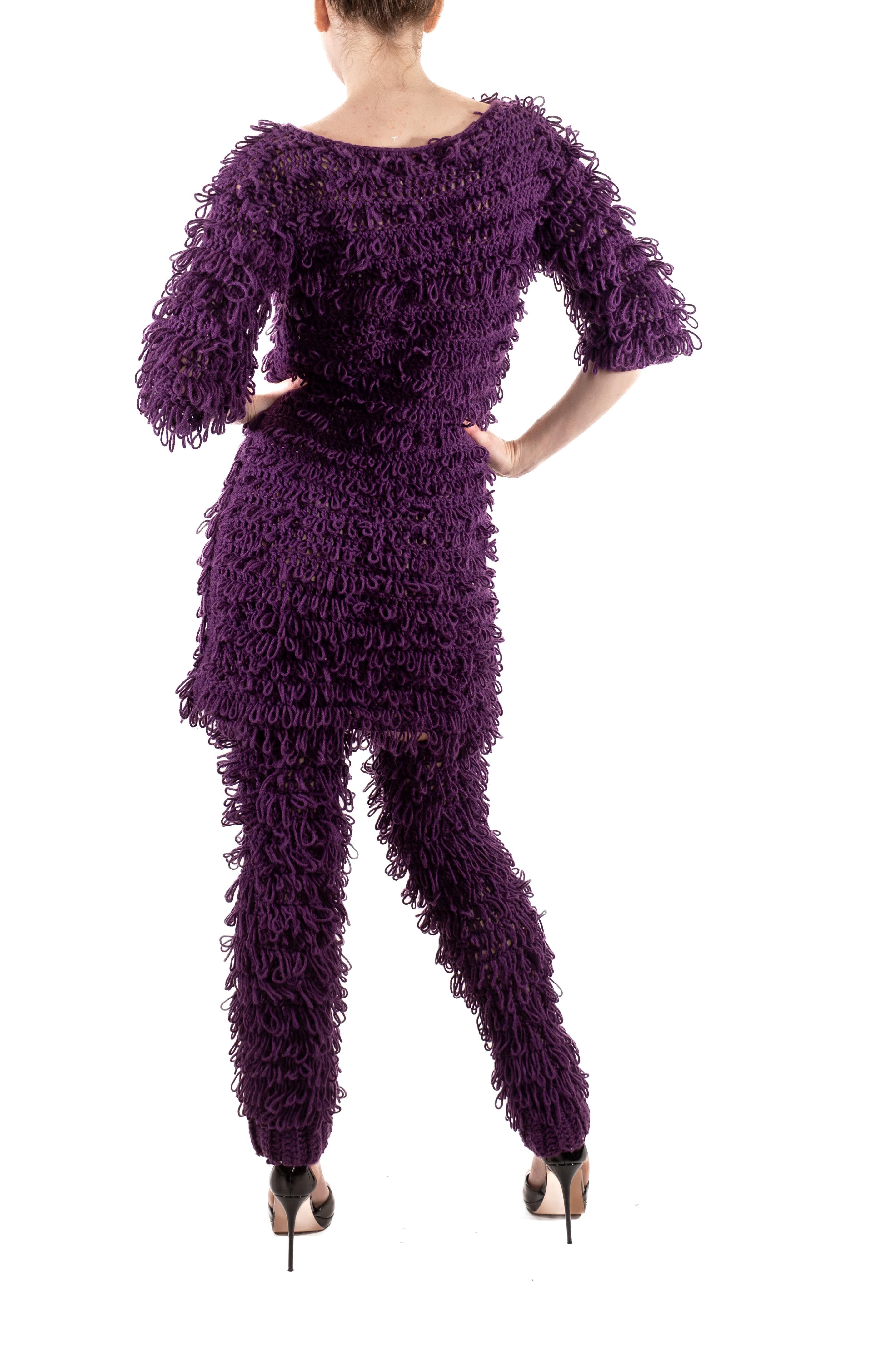 Abito maglione oversize e scaldamuscoli in maglia viola Looping Net degli anni '60 in vendita 5