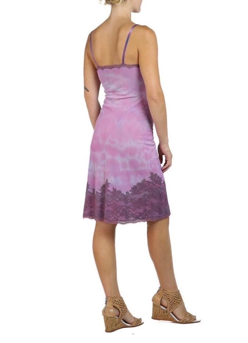 1960S Purple Rayon Dye Slip Dress With Lace Bust And Trim 2
