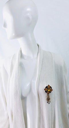 1960s Purple + Yellow Marigold Rhinestone Crystal Doorknocker Tassel Brooch Pin