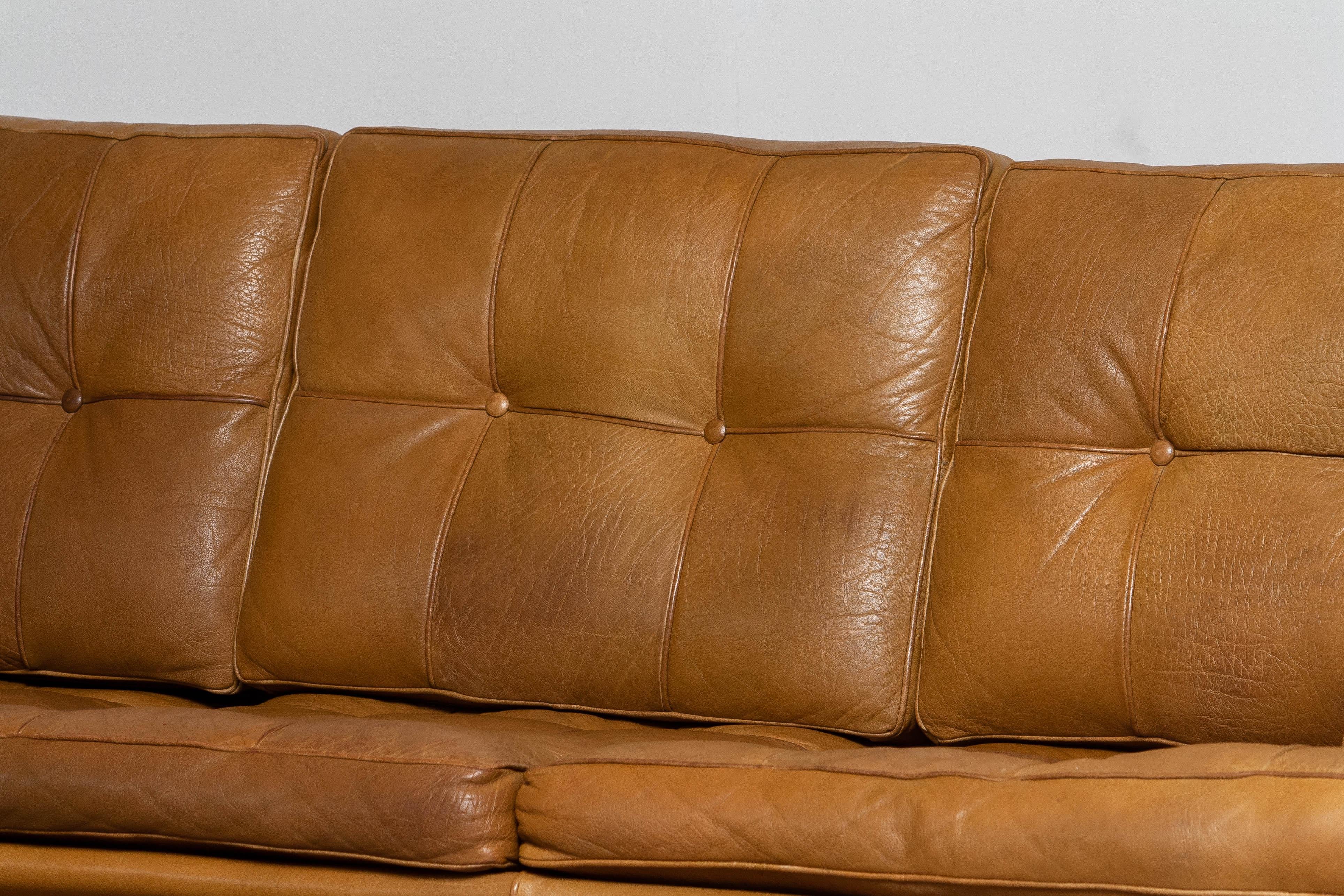 Swedish 1960s Quilted Camel Buffalo Leather 