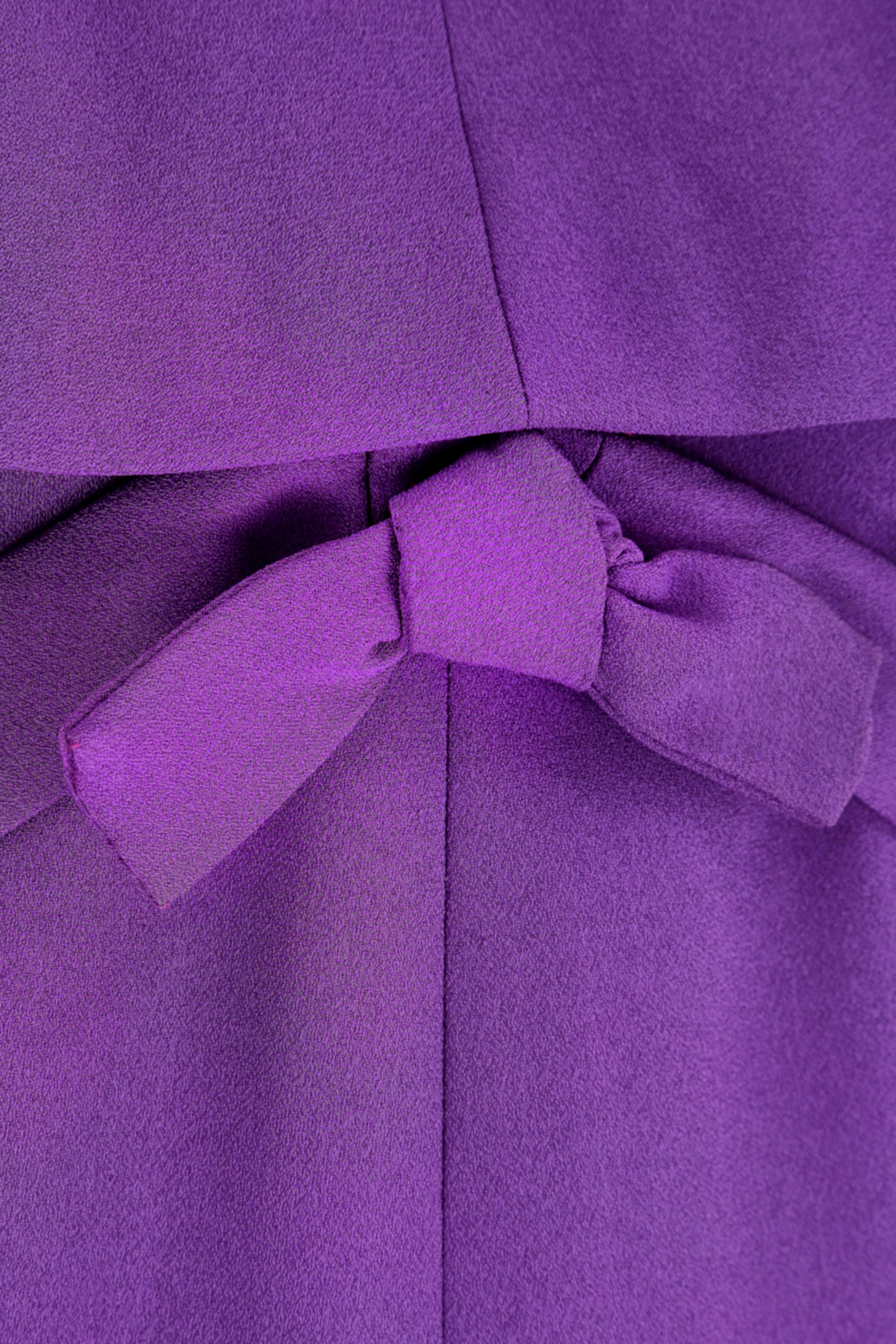 1960s Rahvis Couture Purple Crepe Mod Dress For Sale 1