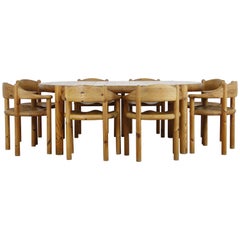 1960s Rainer Daumiller Pine Dining Set-Table and 8 Chairs