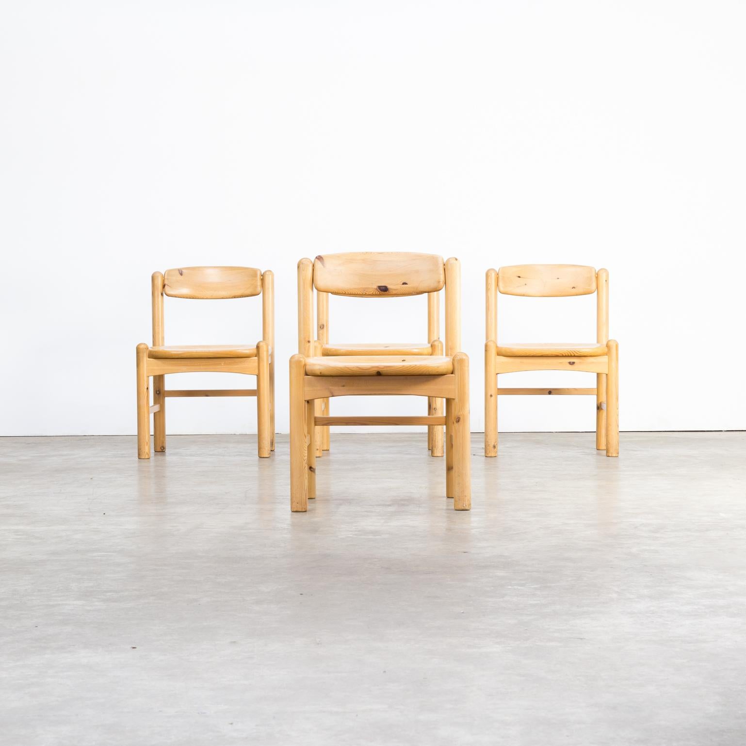 Danish 1960s Rainer Daumiller Pine Wood Dining Chair Set of 4 For Sale