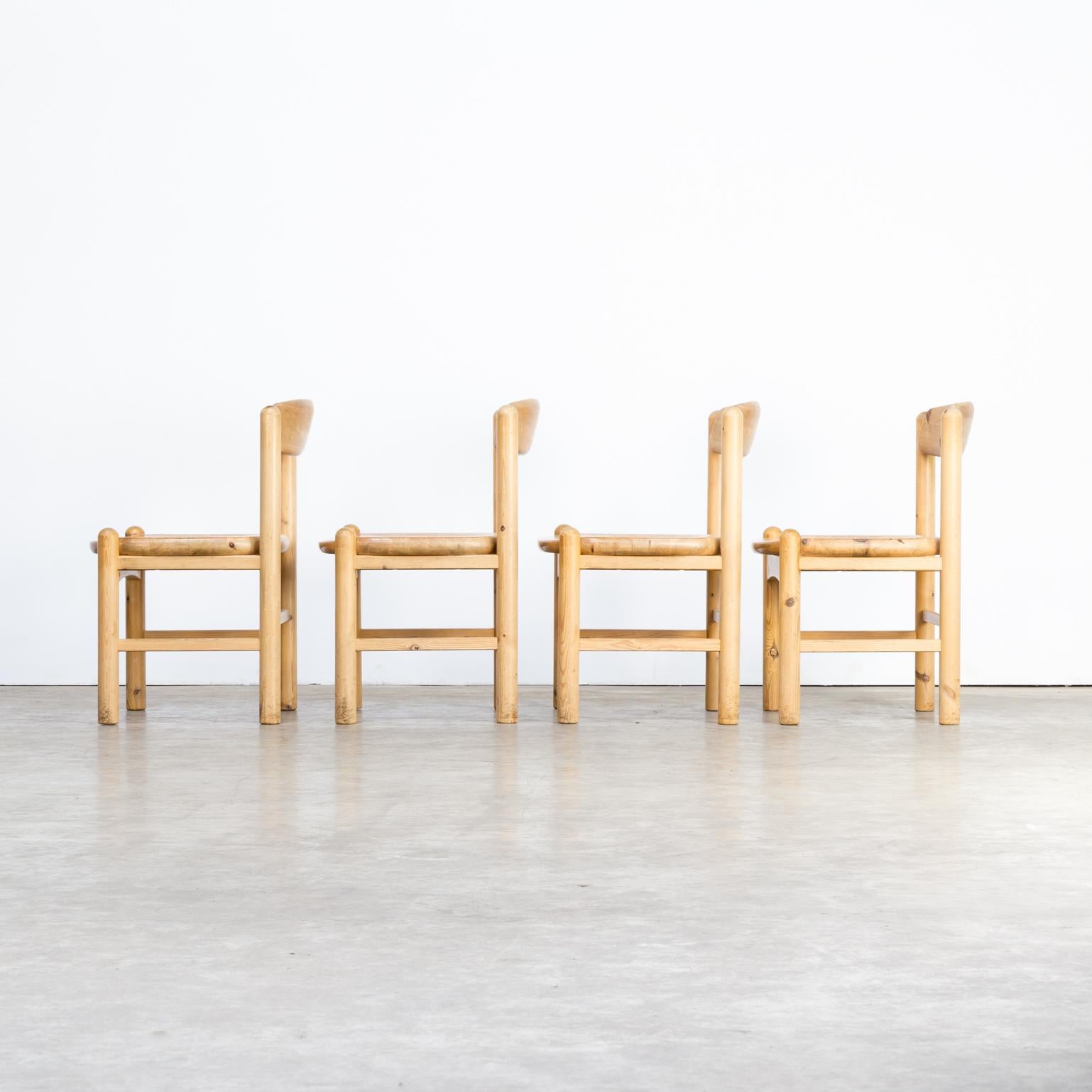 1960s Rainer Daumiller Pine Wood Dining Chair Set of 4 In Good Condition For Sale In Amstelveen, Noord