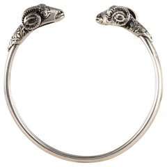 1960s Rams Head Silver Bangle Bracelet