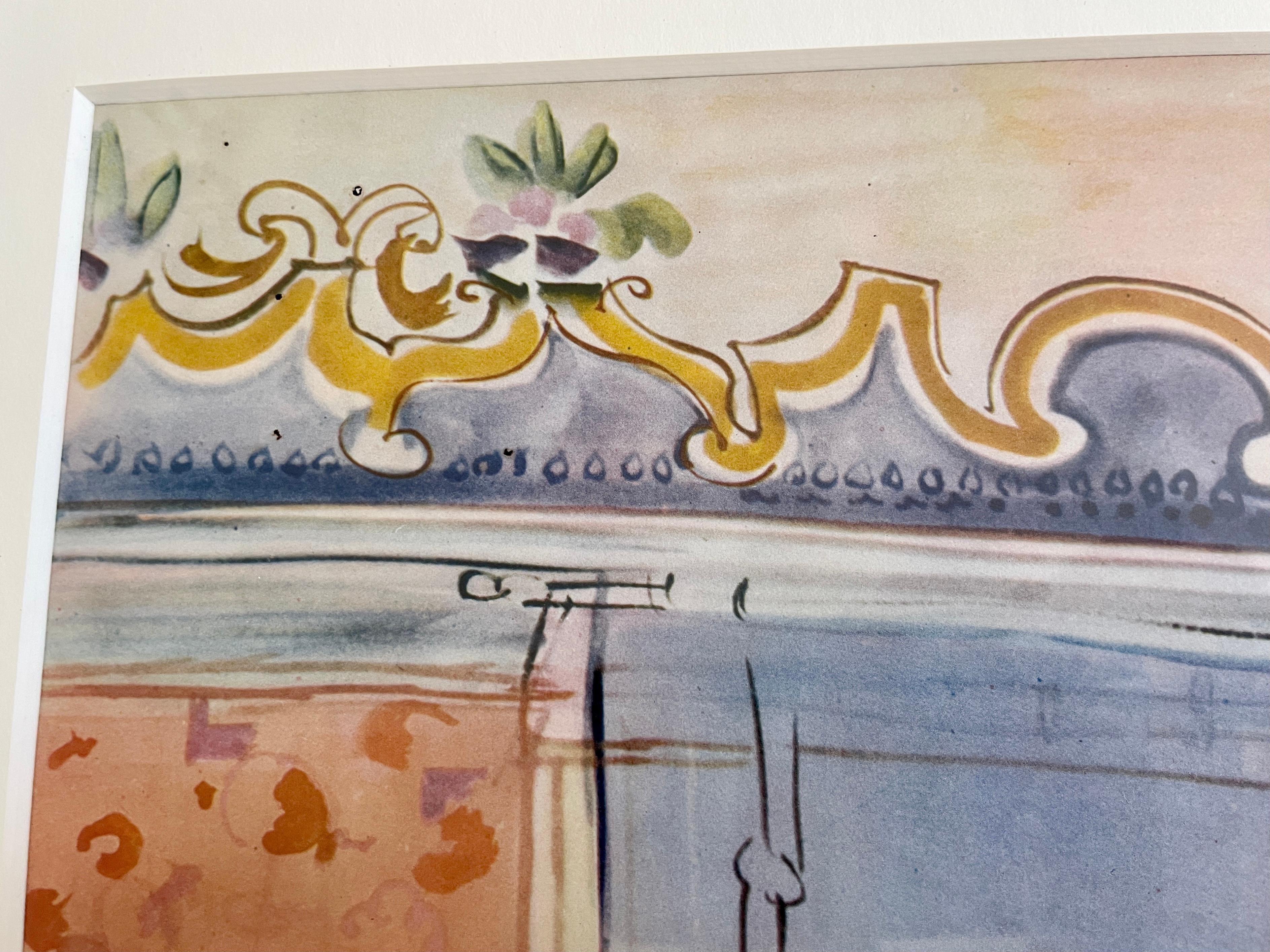 Mid-20th Century 1960s Raoul Dufy Interior at Nice Lithograph For Sale