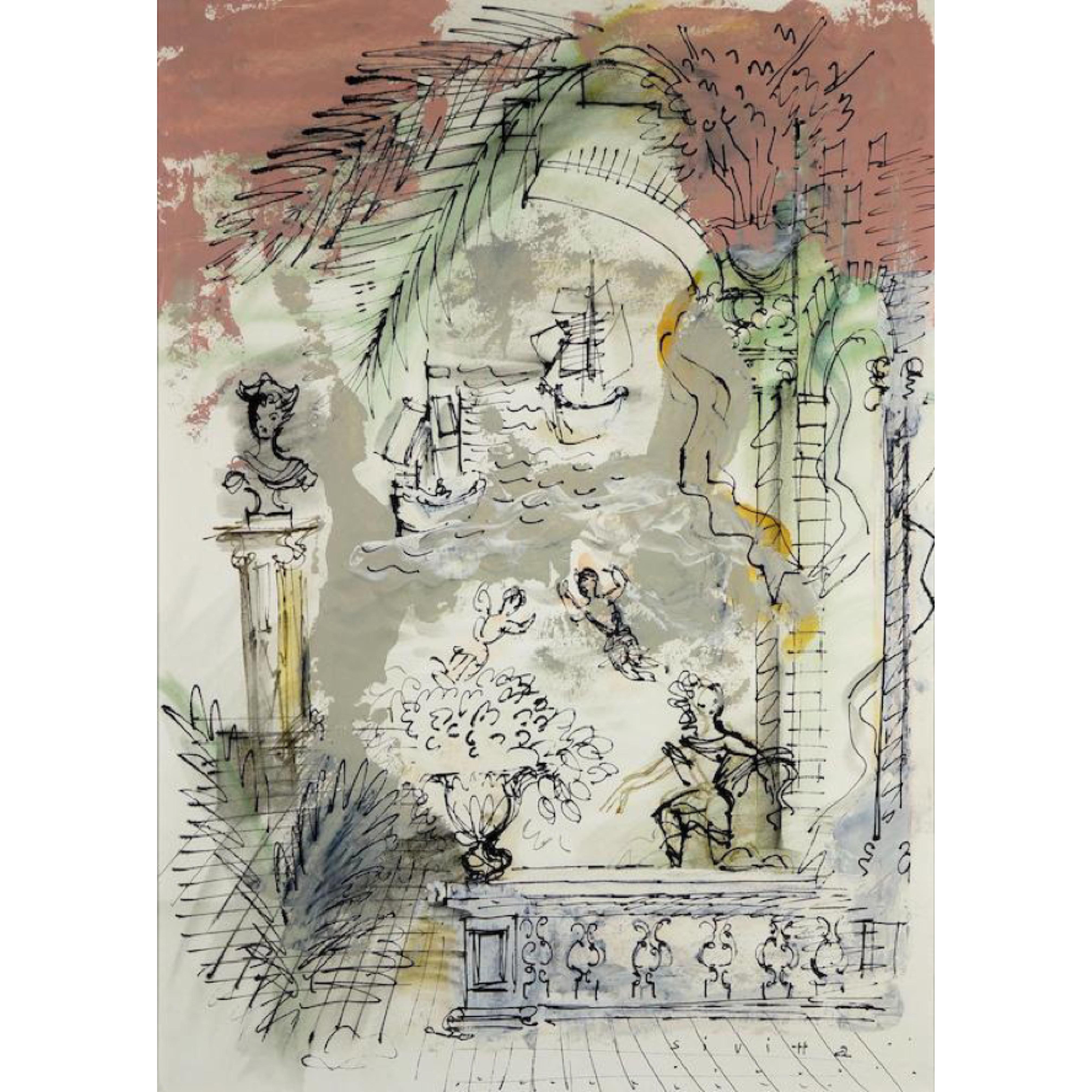 1960s Raoul Dufy Venice Gouache on Paper For Sale 1