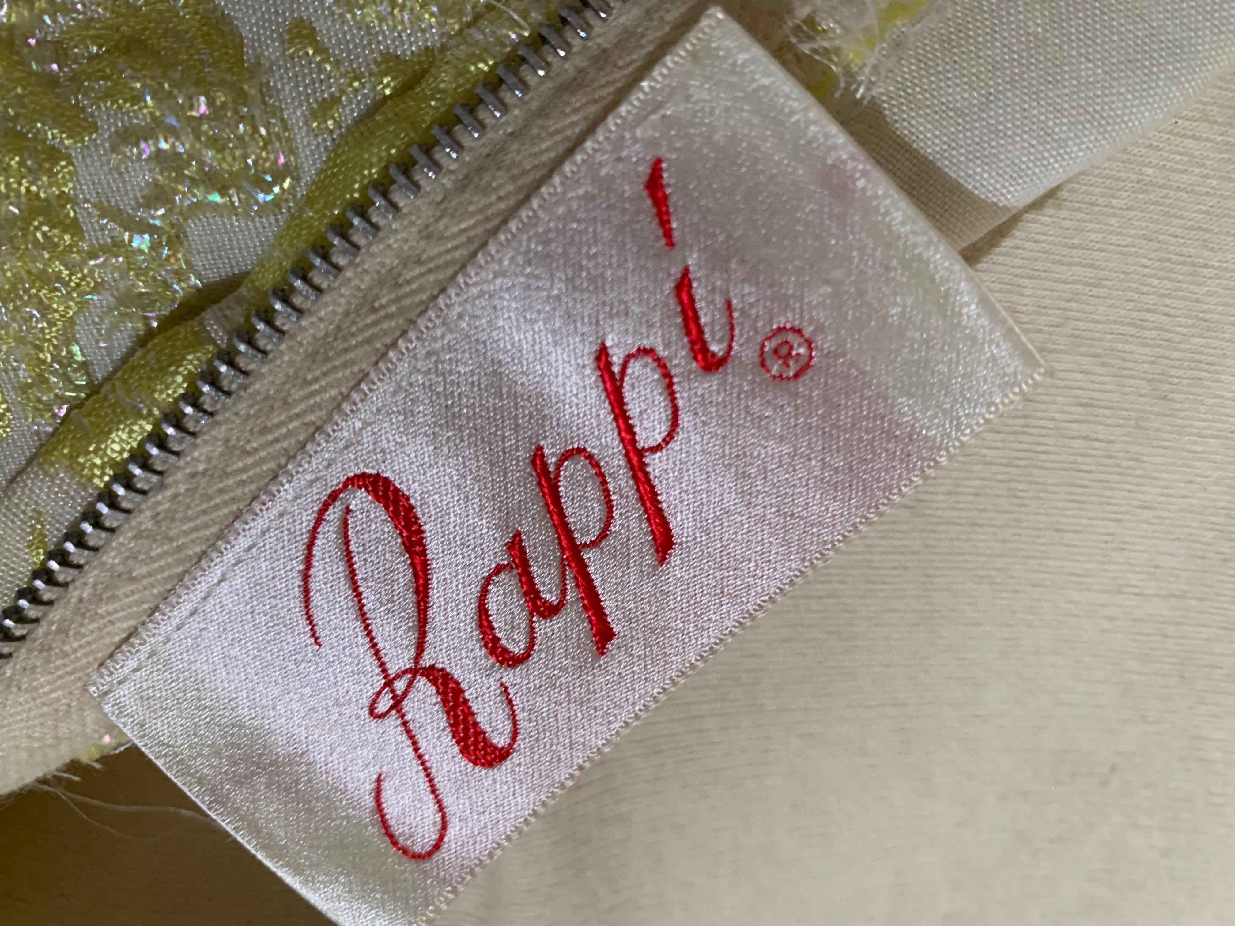 1960 Rappi Giallo pallido, broccato floreale, tubino aderente con orlo a balze in vendita 13
