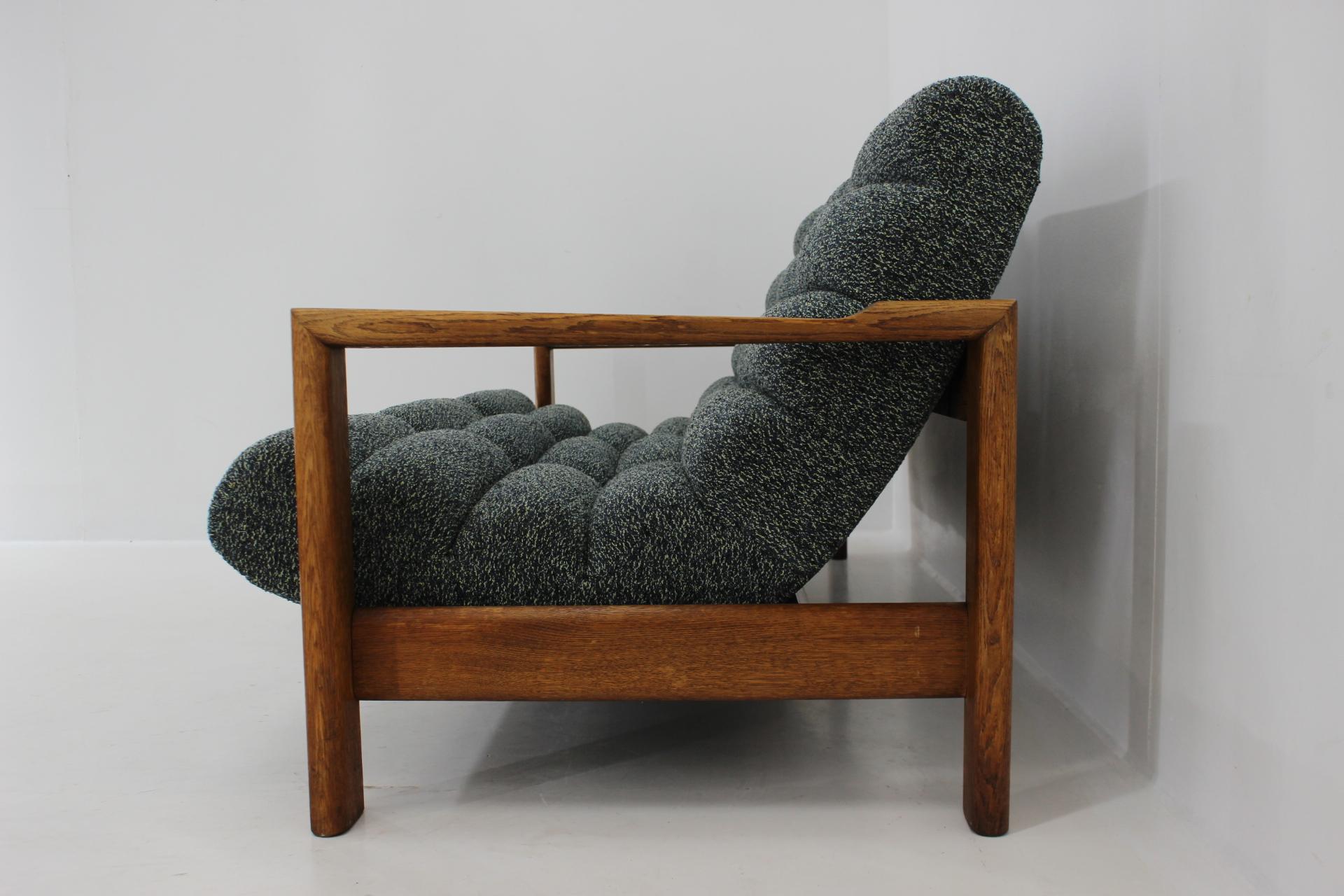 Fabric 1960s Rare 3-Seater Oak Sofa, Finland For Sale
