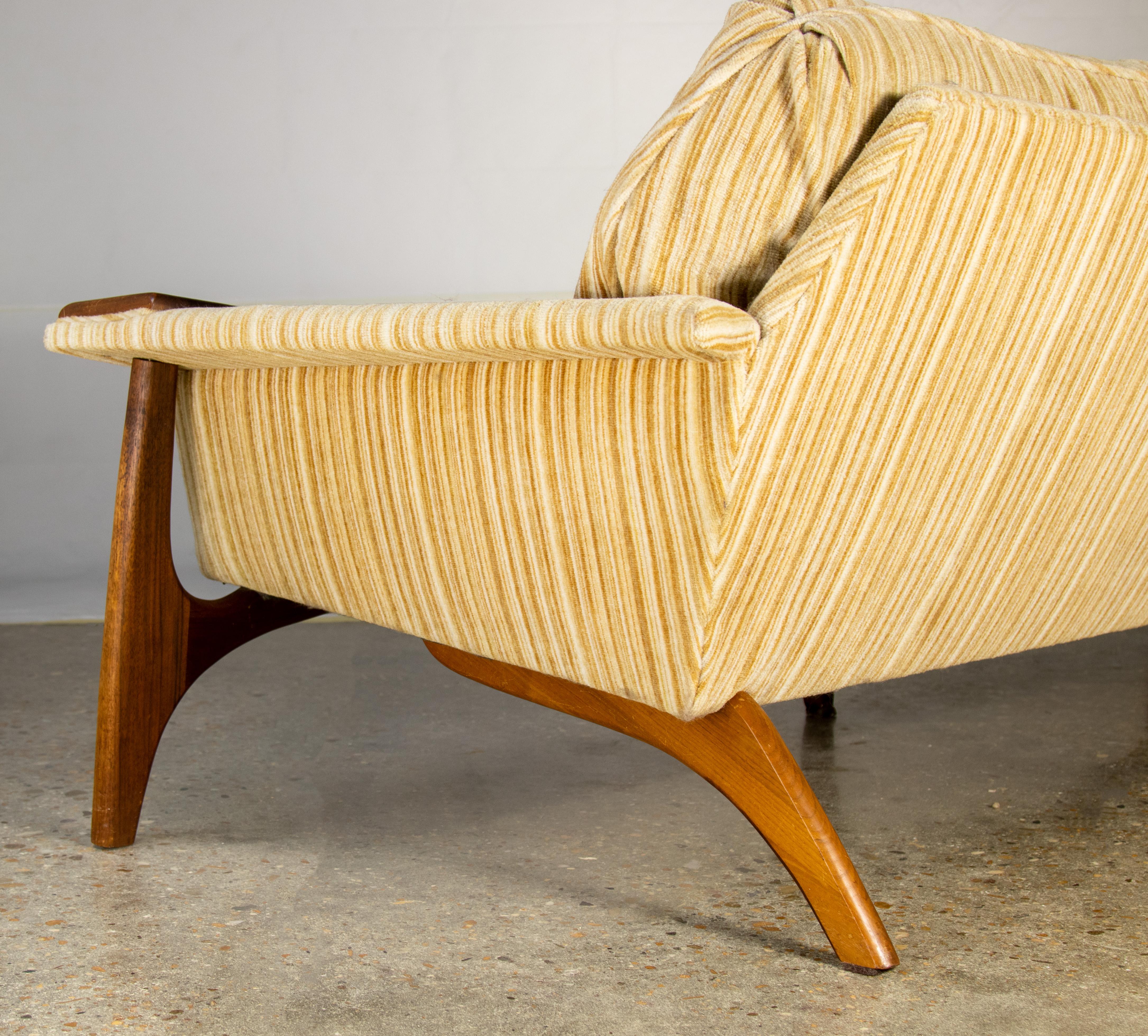 1960s Rare Adrian Pearsall Sofa Couch for Craft Associates Walnut Paws Angular 2