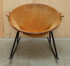 1960's RARE BALLOON LOUNGE ROCKING ARMCHAIR BY HANS OLSEN FOR WARM NORDIC