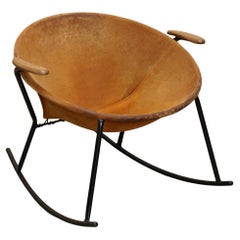 1960's RARE BALLOON LOUNGE ROCKING ARMCHAIR BY HANS OLSEN FOR WARM NORDIC