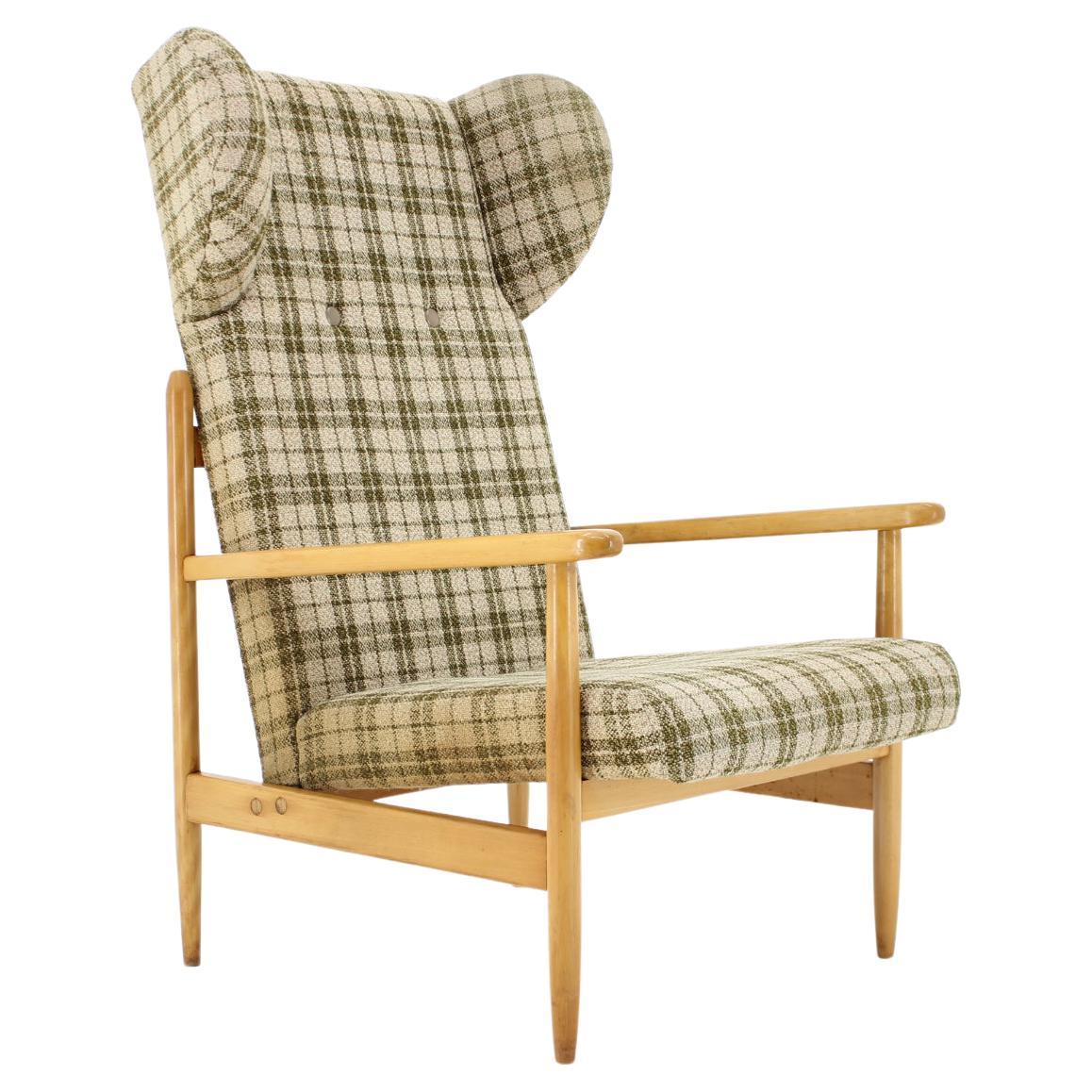 1960s Rare Beech Wing Armchair by ULUV, Czechoslovakia For Sale