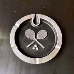 Seltener Bruce Fox Design Zigarren-Aschenbecher-Tennis-Motiv mit Pfeifenständer aus den 1960er Jahren