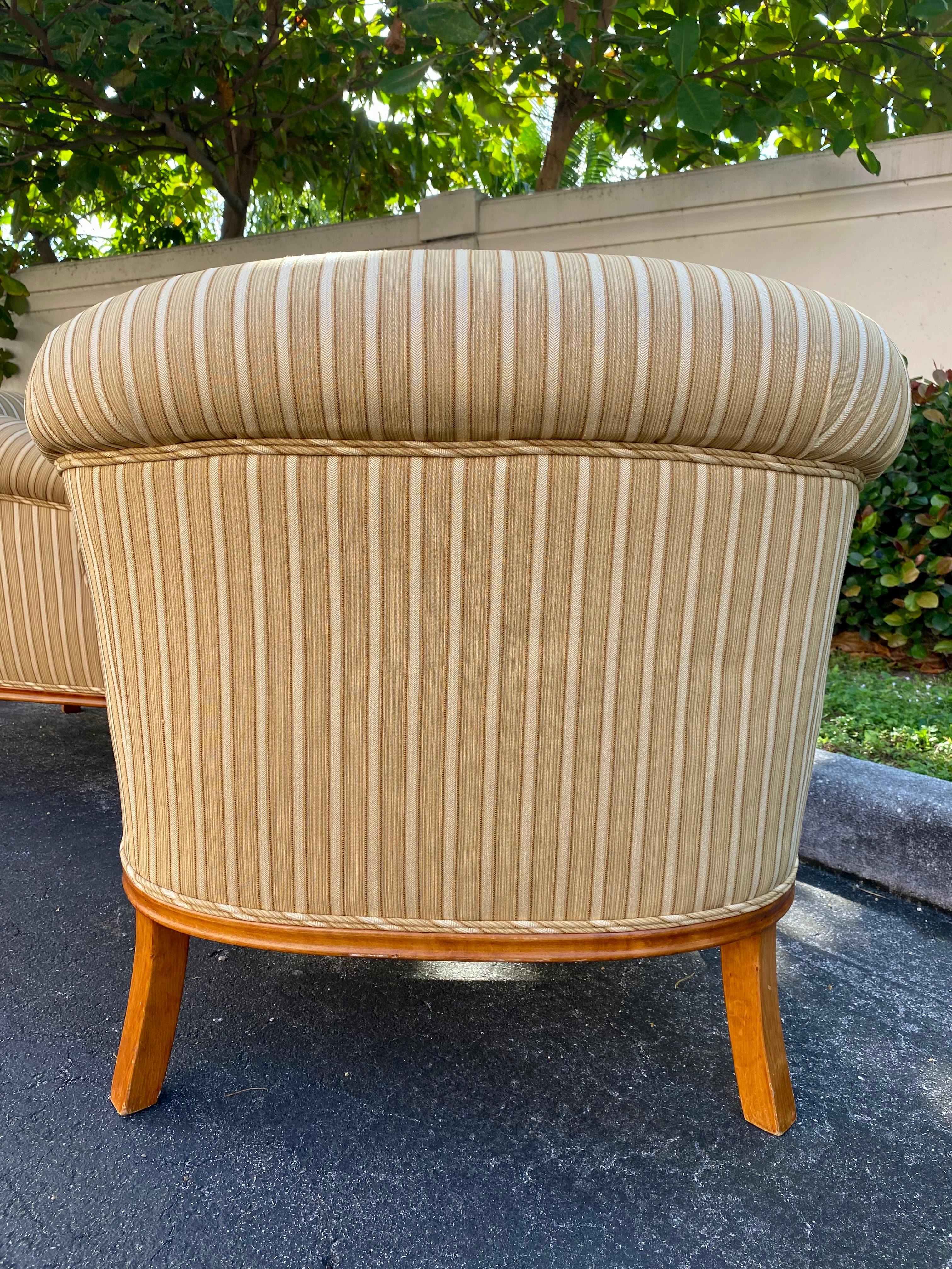 1990s Baker Furniture Sculptural Carved Wood Lion Barrel Tub Chairs, Set of 2 For Sale 4