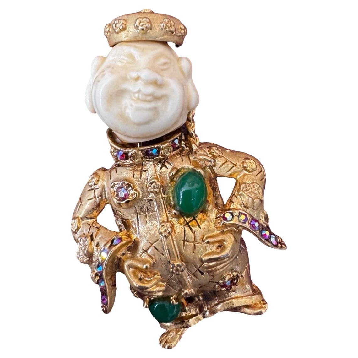 1960s Rare HAR Laughing Buddha Brooch