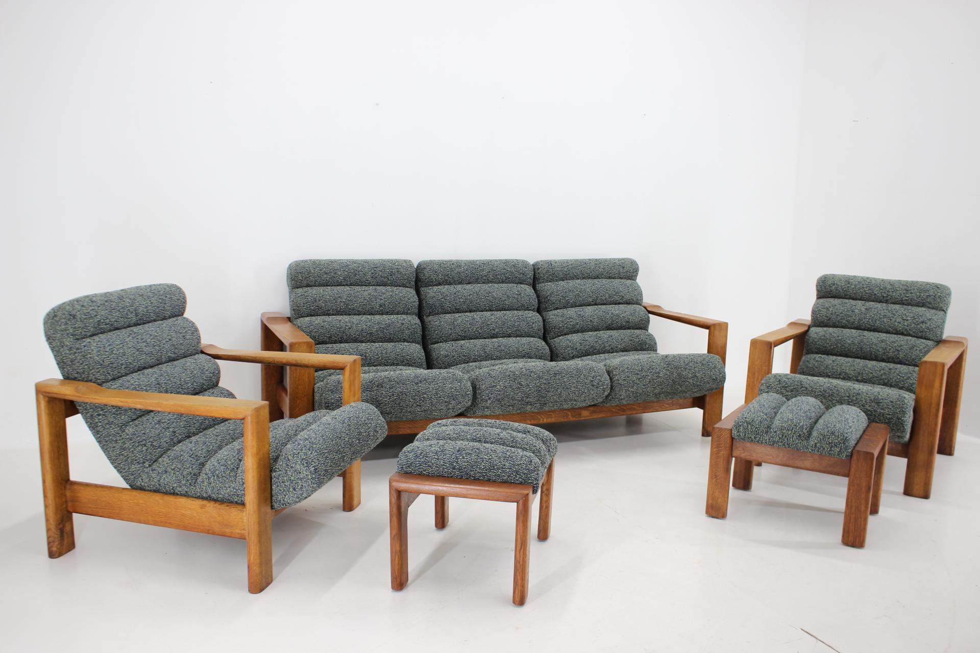 Fabric 1960s Rare Living Room Oak Set, Finland For Sale