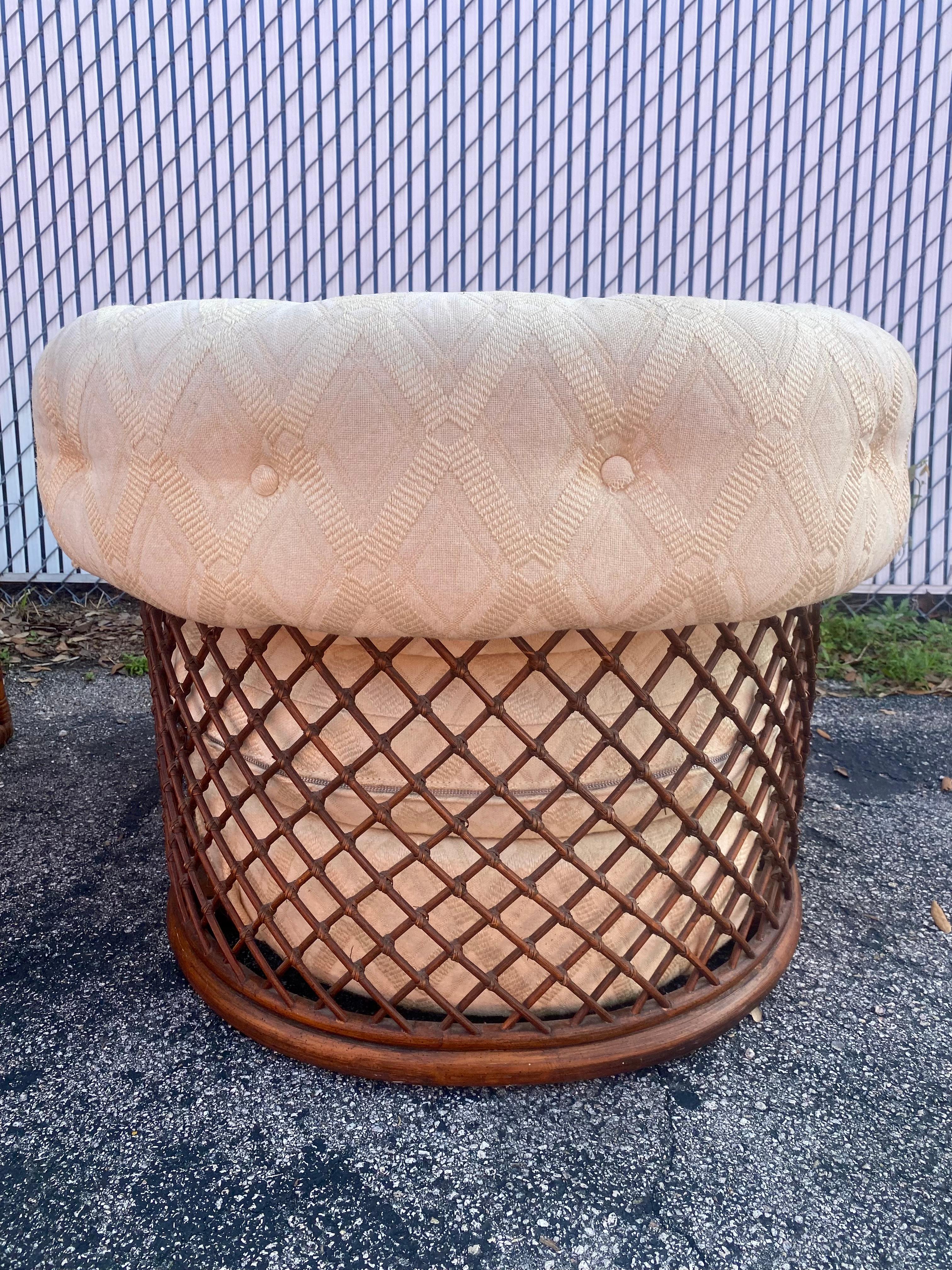 1960s Rare Rattan Lattice Sculptural Tub Barrel Chairs, Set of 2 For Sale 6