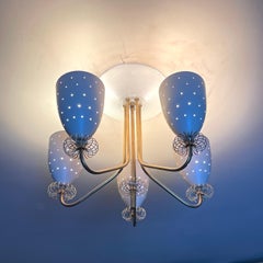 1960s Rare Paavo Tynell Style Chandelier 5-Arm Pierced Cones Vintage Mid-Century