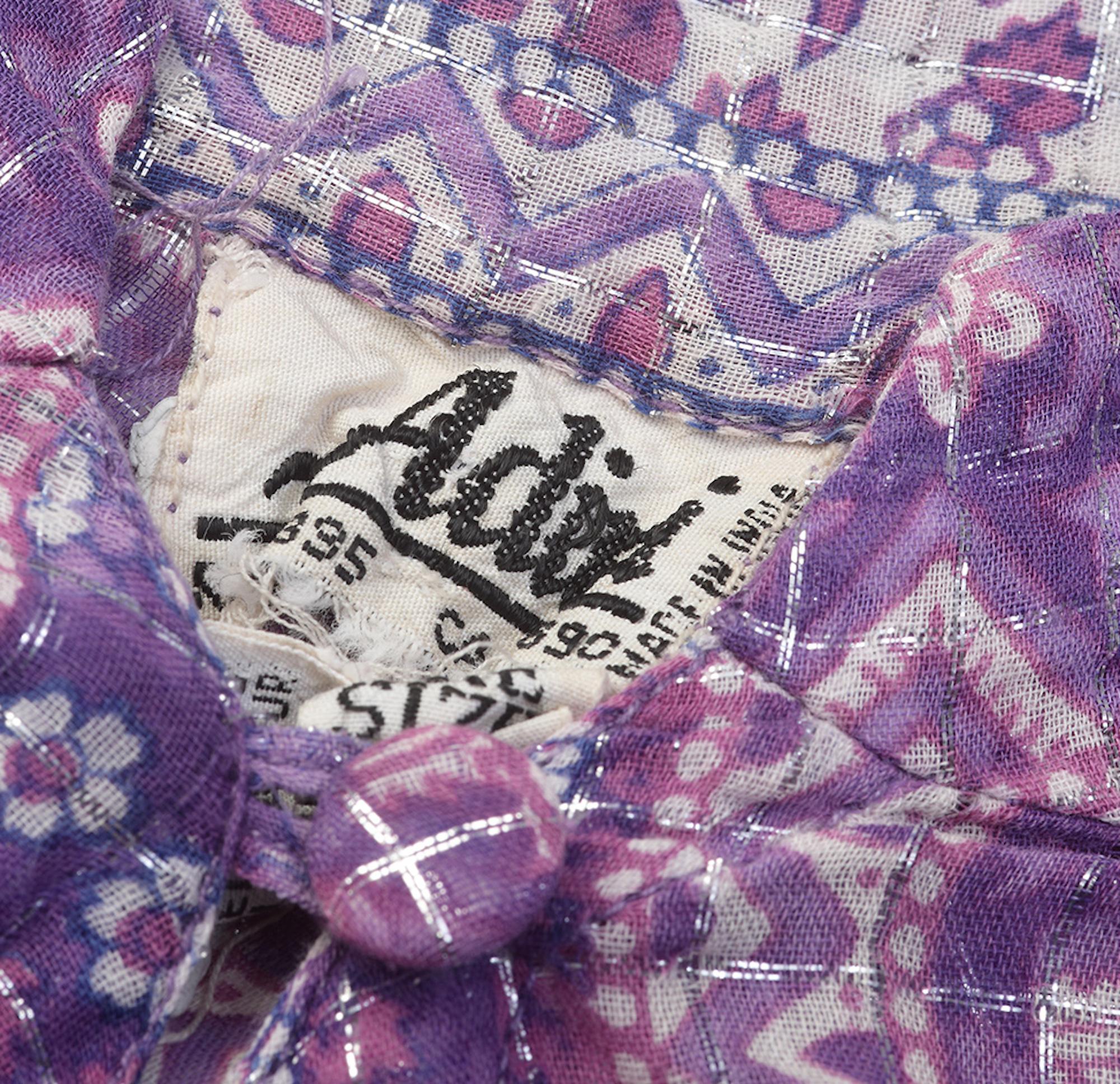 1978 Rare Purple Adini Sultana Dress With Angel Sleeves and Metallic Thread 1
