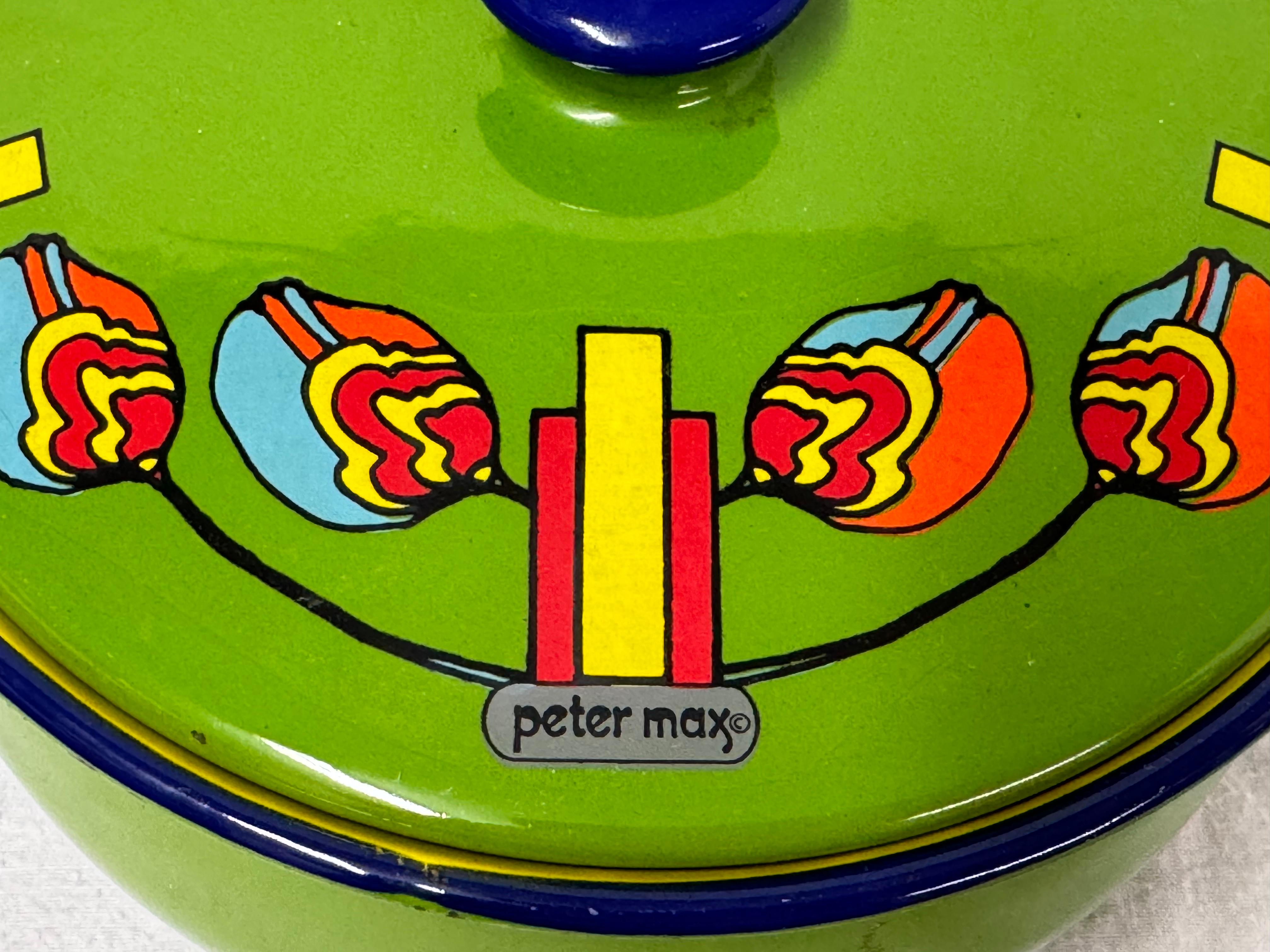 Raro recipiente esmaltado psicodélico firmado por Peter Max de los años 60 en venta 8
