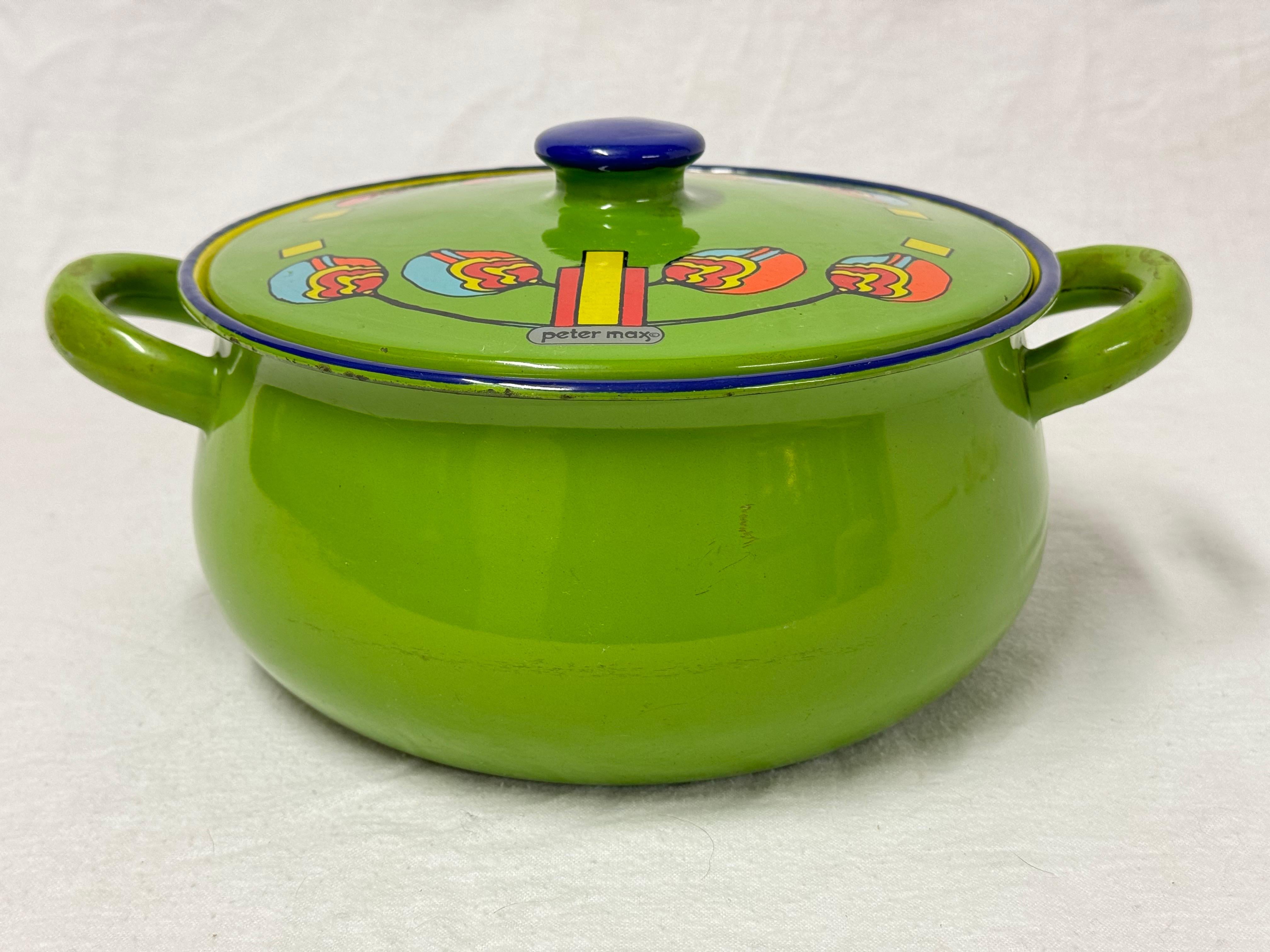 Raro recipiente esmaltado psicodélico firmado por Peter Max de los años 60 en venta 2