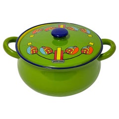 1960's Rare Signed Psychedelic Peter Max Enamel Serving Pot