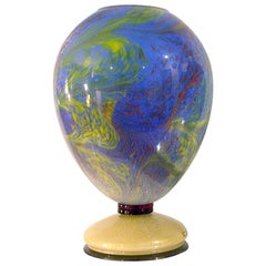 1960er Jahre Seltene Vintage Oval Gold Blau Grün Murano Glas Lampe