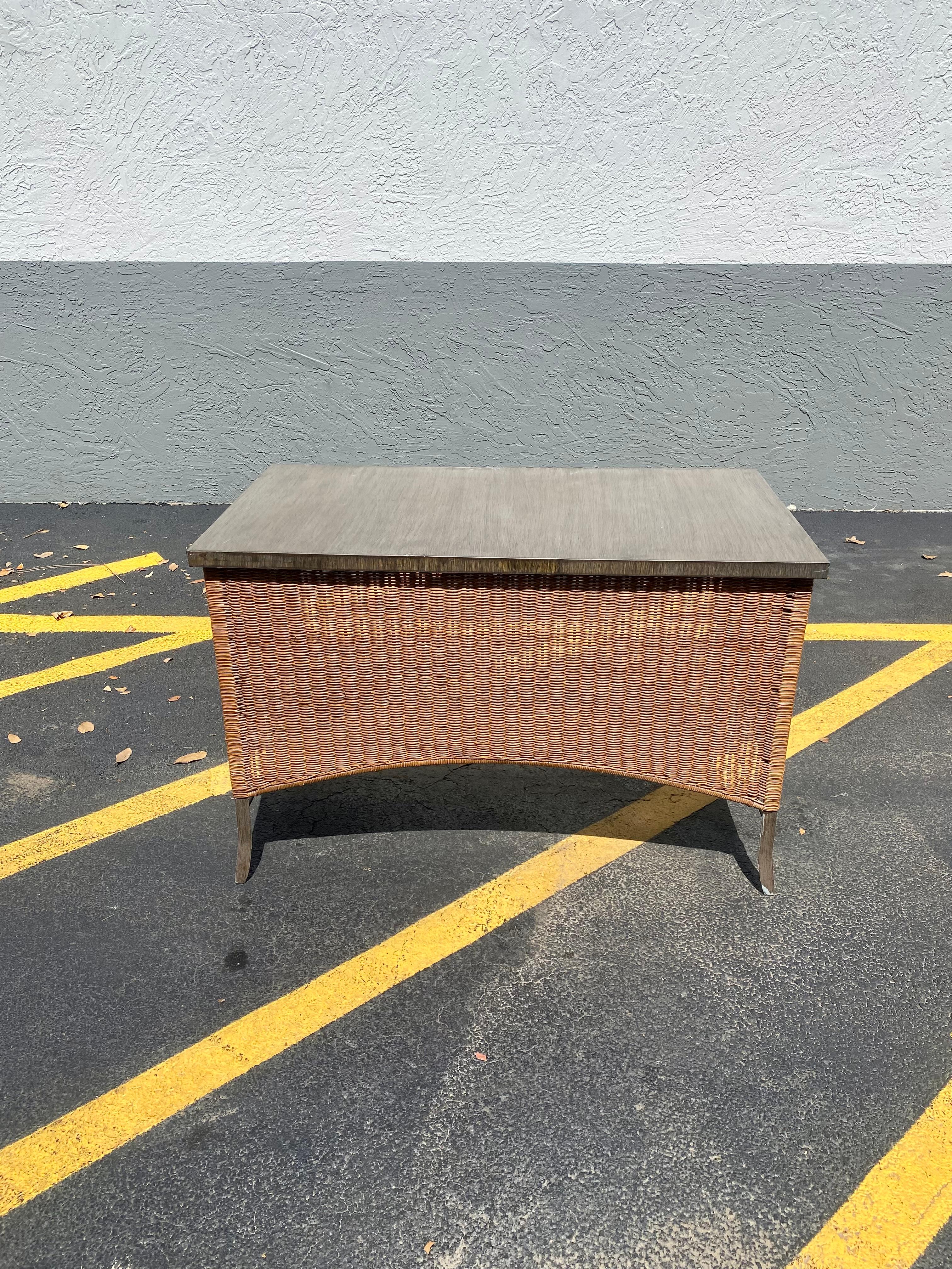 1960s Rattan and Iron Writing Table Desk For Sale 5