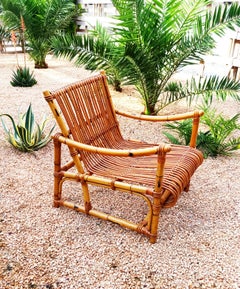 1960s Rattan Armchair, Italy