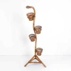 1960s Rattan Flower Stand