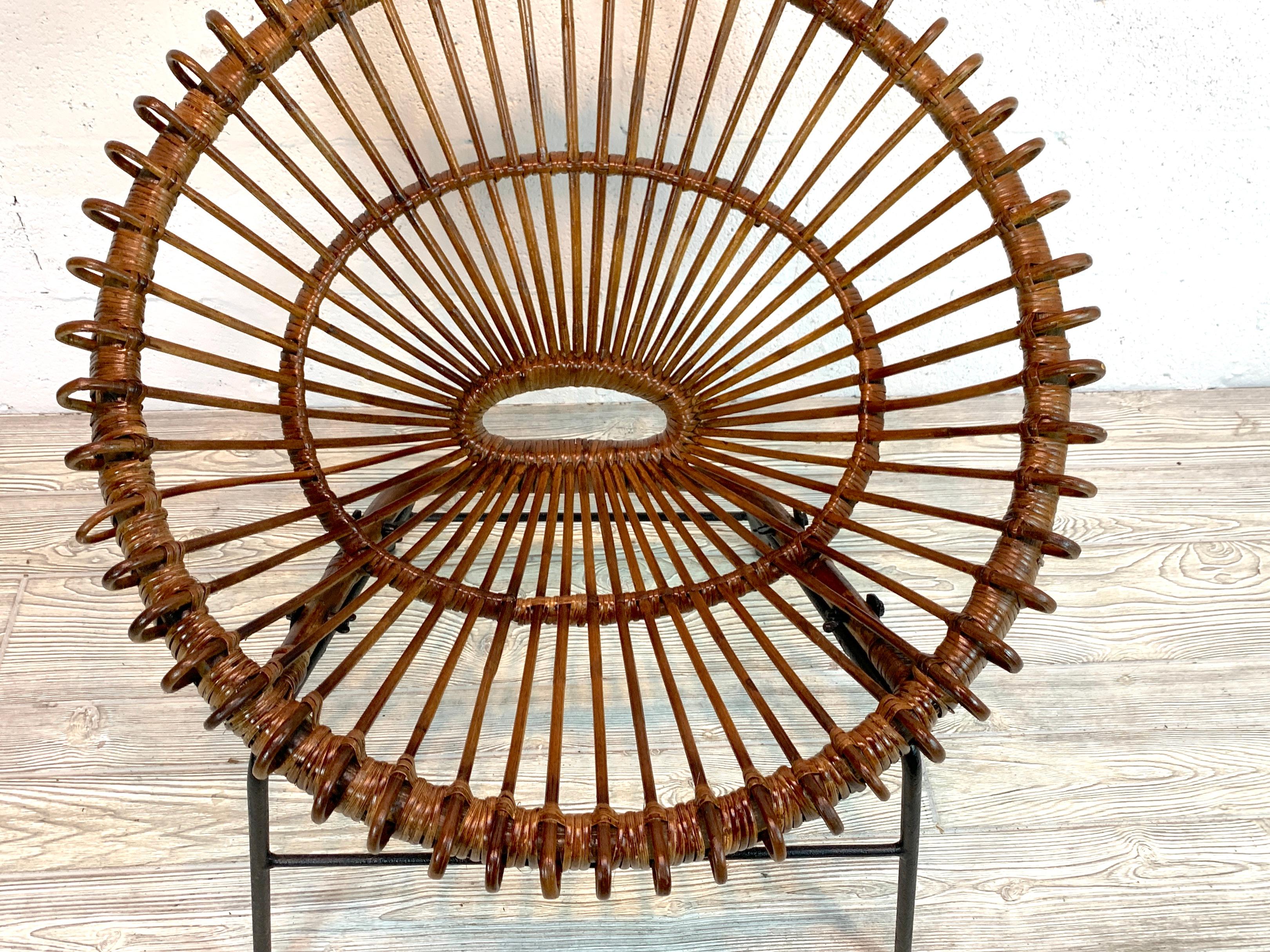 20th Century 1960s Rattan Hoop Chair, Janine Abraham Dirk Jan Rol France, Restored