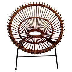 1960s Rattan Hoop Chair, Janine Abraham Dirk Jan Rol France, Restored