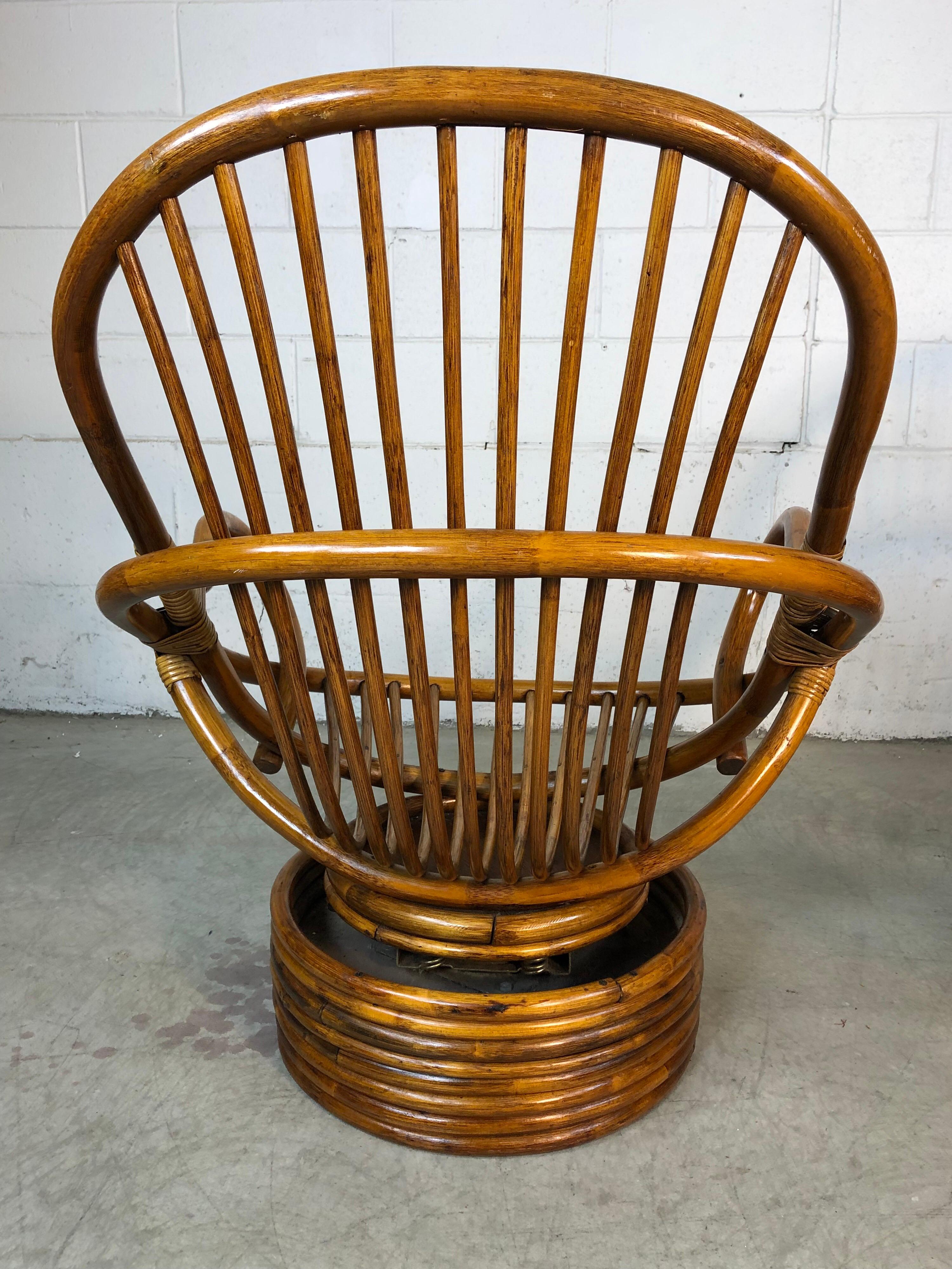 1960s Rattan Lounge Chairs with Ottoman, 3 Pcs For Sale 5