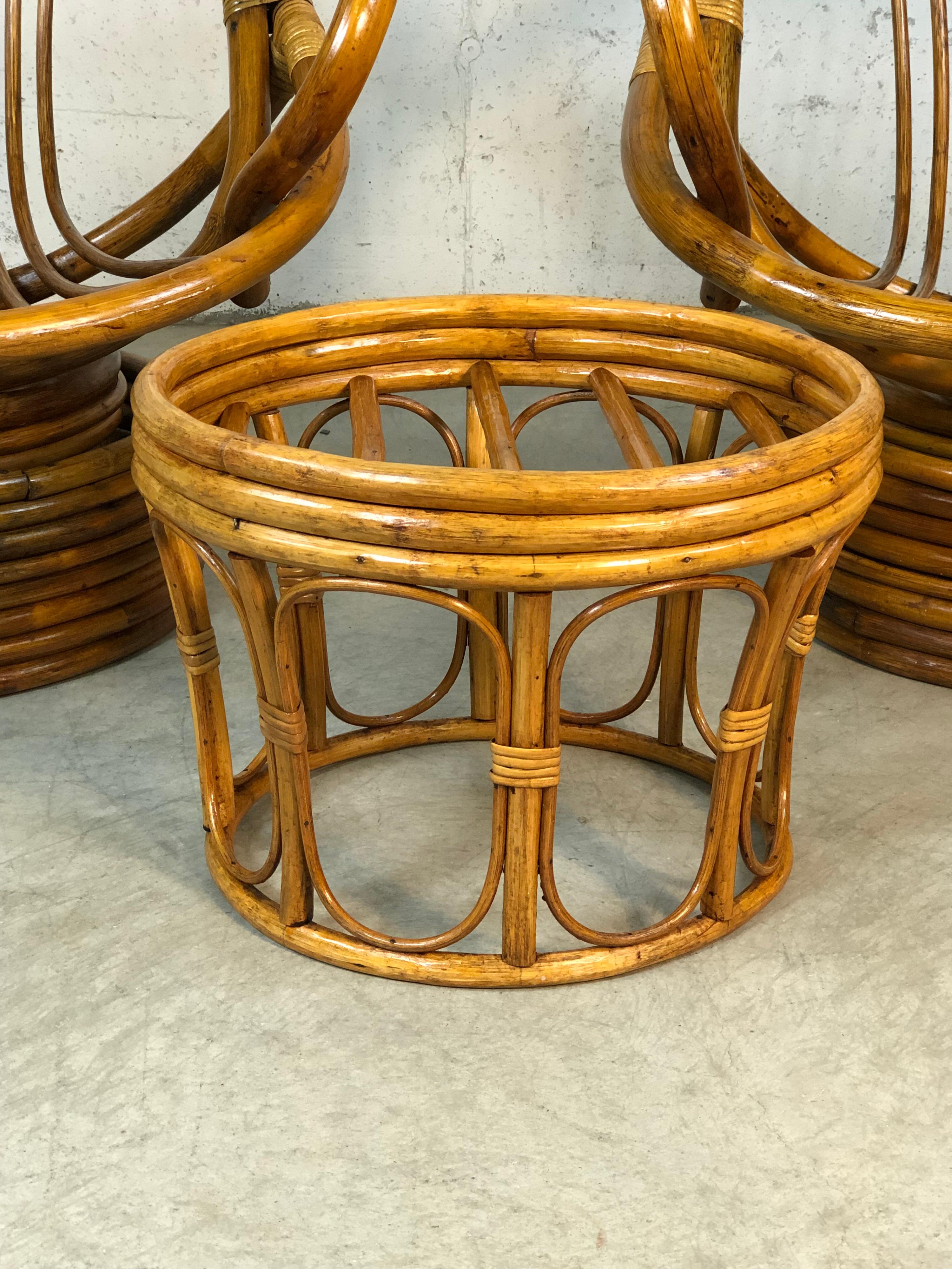 American 1960s Rattan Lounge Chairs with Ottoman, 3 Pcs For Sale