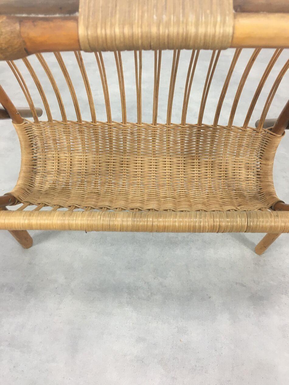 Francese Portariviste in rattan anni '60 in vendita