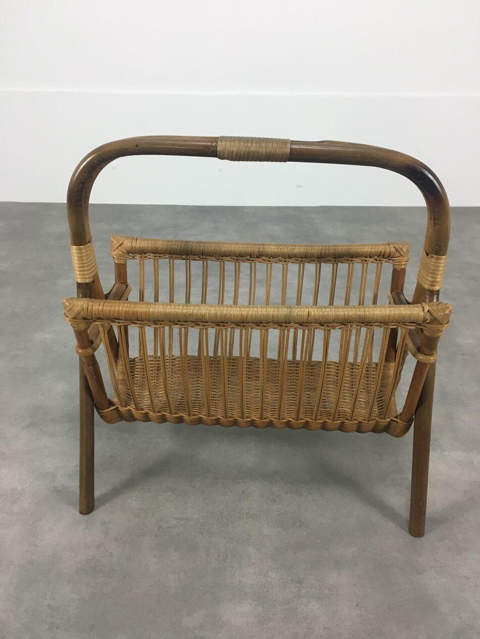 Metà XX secolo Portariviste in rattan anni '60 in vendita