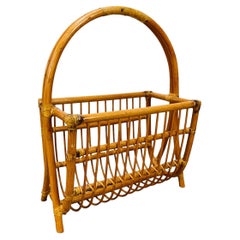 1960's rattan magazine rack