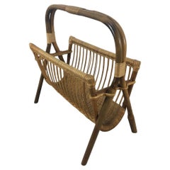 1960's rattan magazine rack