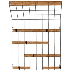 Used 1960s Rattan Metal Wall Mount Coat Rack