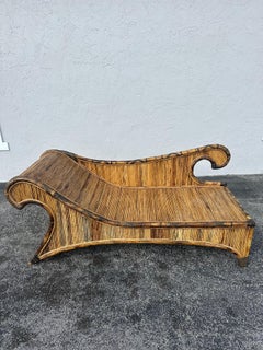 1960er Jahre Rattan Reed MCM Skulpturale Chaise Lounge