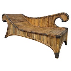 1960s Rattan Reed MCM Sculptural Chaise Lounge