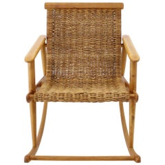 1960s Rattan Rocking Chair by ULUV, Czechoslovakia