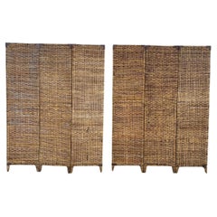 1960s Rattan Screen Panels Room Divider, Set of 2