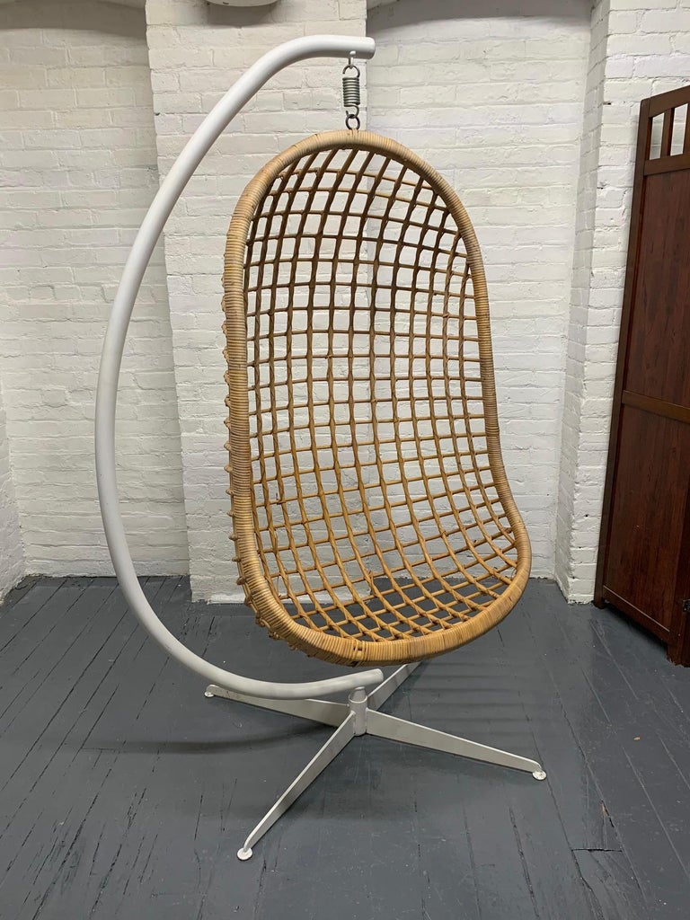 1960s Rattan Swing Chair For Sale at 1stDibs