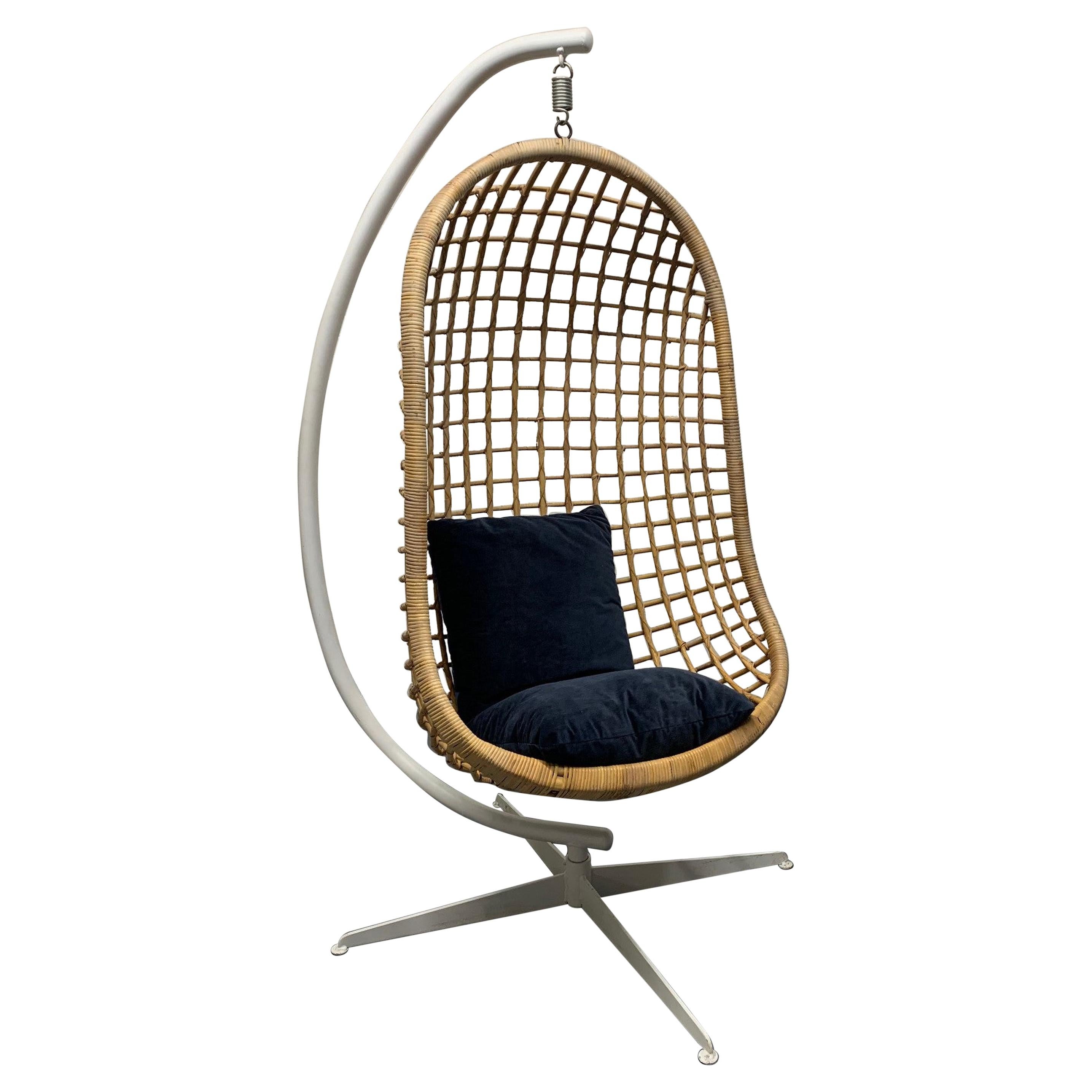 1960s Rattan Swing Chair For Sale at 1stDibs